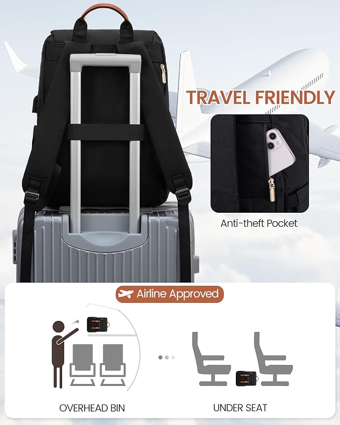 LOVEVOOK Laptop Backpack Purse for Women Vintage Travel Computer Backpack - Image 3