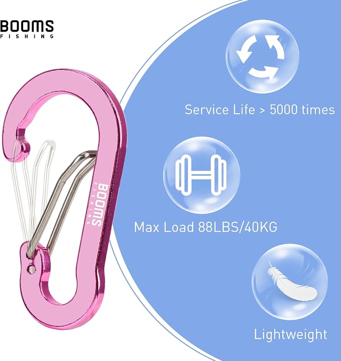 Booms Fishing CC1 Multi-Use Carabiner Clip, 6 Pack Small Caribeener Clips - Image 3