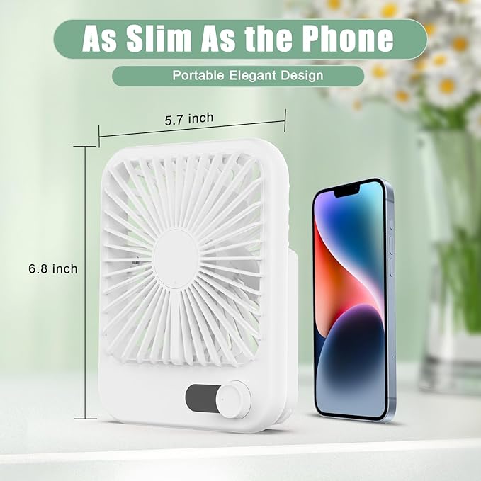Travel Fan for Sleeping, 6.8" Small Portable Fan Rechargeable Battery Powered - Image 4
