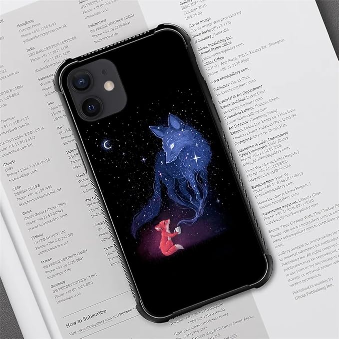 for iPhone 12/12 Pro Case, Galaxy Fox Wolf Pattern Graphic Design Girl Boy Soft - Image 7