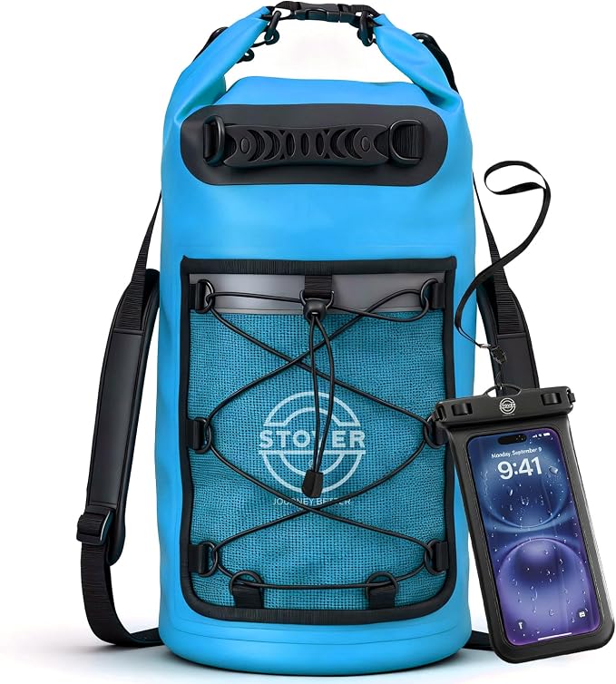 STOVER 5/10/25/30/40/55L Waterproof Dry Bag- Roll-Top Backpack w/Phone Case- by STOVER