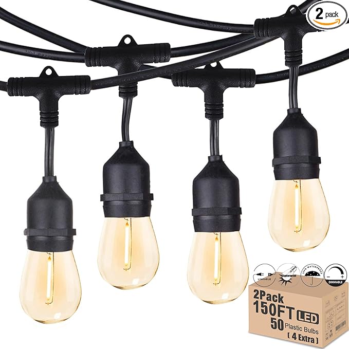 Outdoor String Lights LED 150FT Waterproof Heavy-Duty Patio Lights String by Meidaoduo