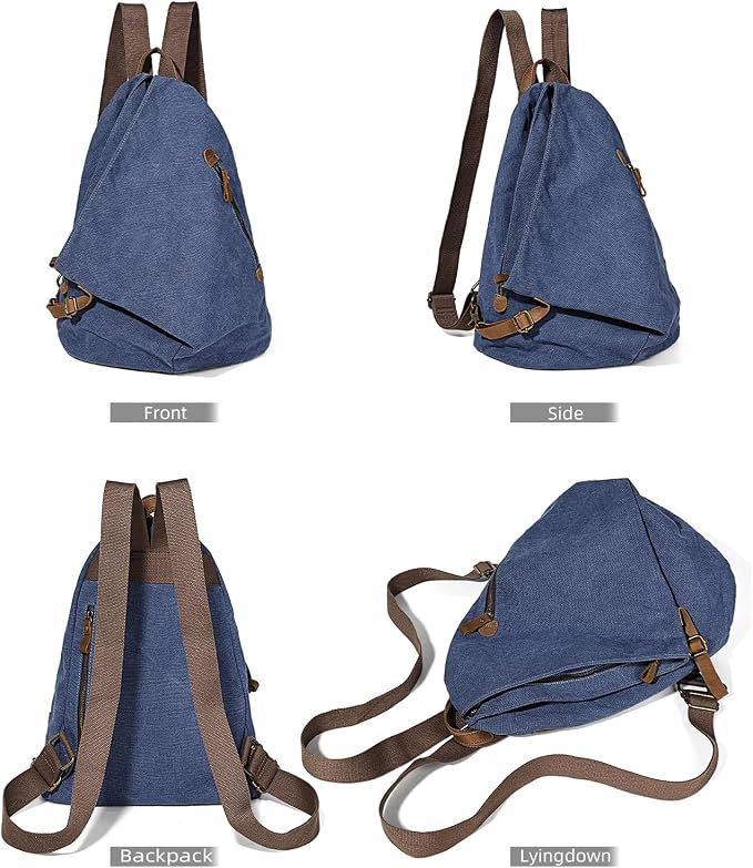 KL928 Canvas Vintage Backpack – Large Casual Daypack Outdoor Travel Rucksack - Image 9