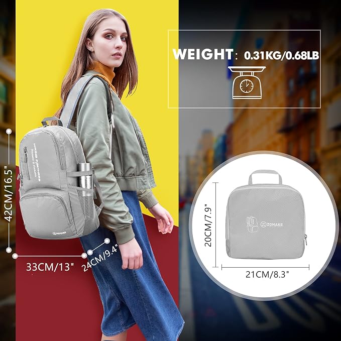 ZOMAKE Lightweight Packable Backpack, 35L Light Foldable Hiking Backpacks Water - Image 2