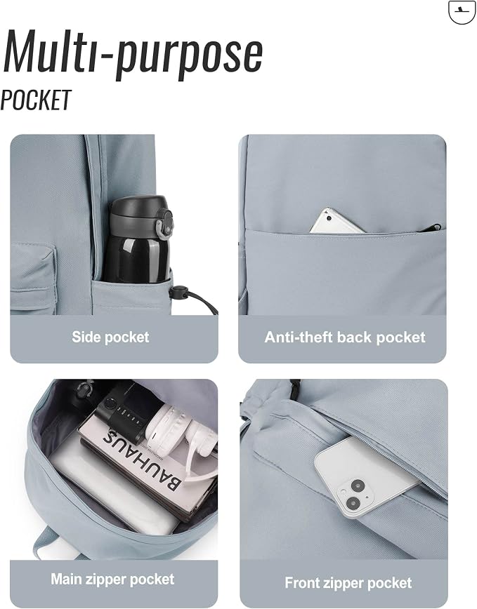 BJLFS Blue Simple School Backpack - Image 6