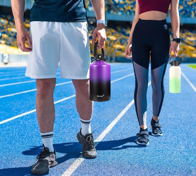 Water Bottle Insulated 32oz 40oz 64oz 128oz Straw Lid Spout Lid & 3 Lids - Image 6