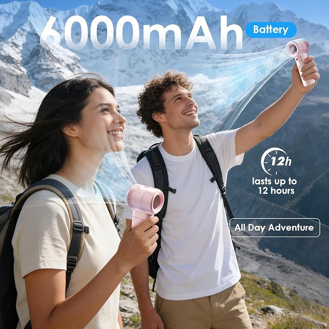 Portable Misting Fan Handheld Powerful Turbo Fan, 100 Speeds, 6000mAh - Image 5