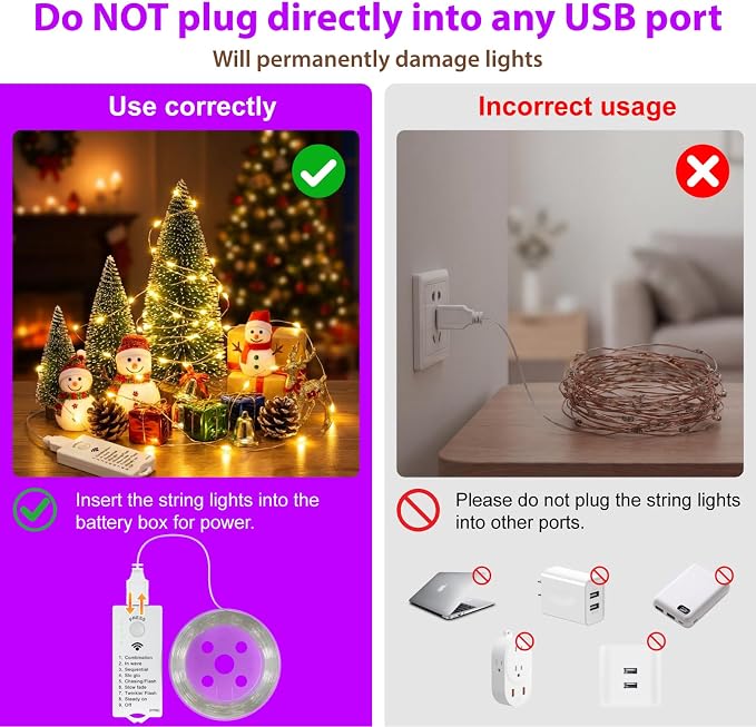 HXWEIYE Rechargeable Fairy Lights - Image 2