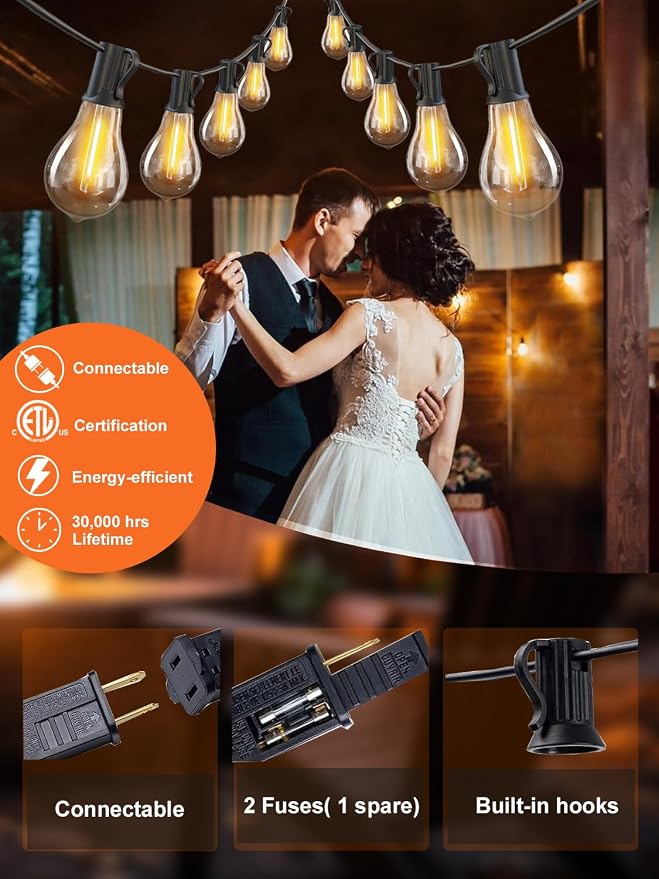 DAMAING Outdoor String Lights 100FT Patio String Lights Waterproof - Image 5