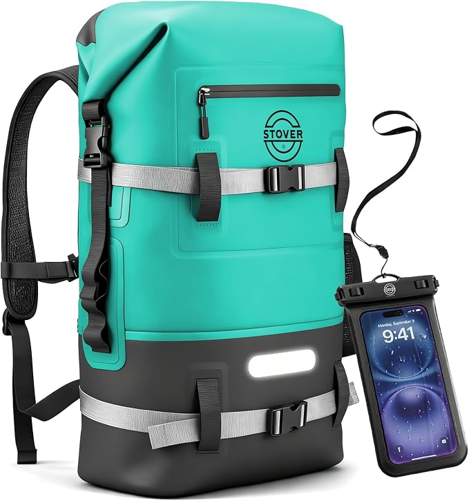 STOVER 5/10/25/30/40/55L Waterproof Dry Bag- Roll-Top Backpack w/Phone Case- by STOVER