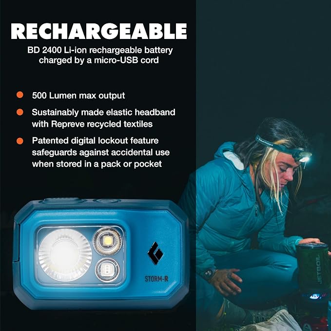 BLACK DIAMOND Storm 500-R Rechargeable Headlamp | 500 Lumens Brightness | - Image 2