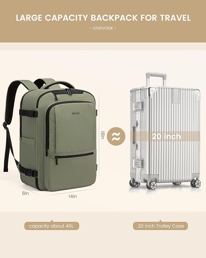 LOVEVOOK Travel Backpack for Women & Men, 40L Large Carry On Backpack Airline - Image 3