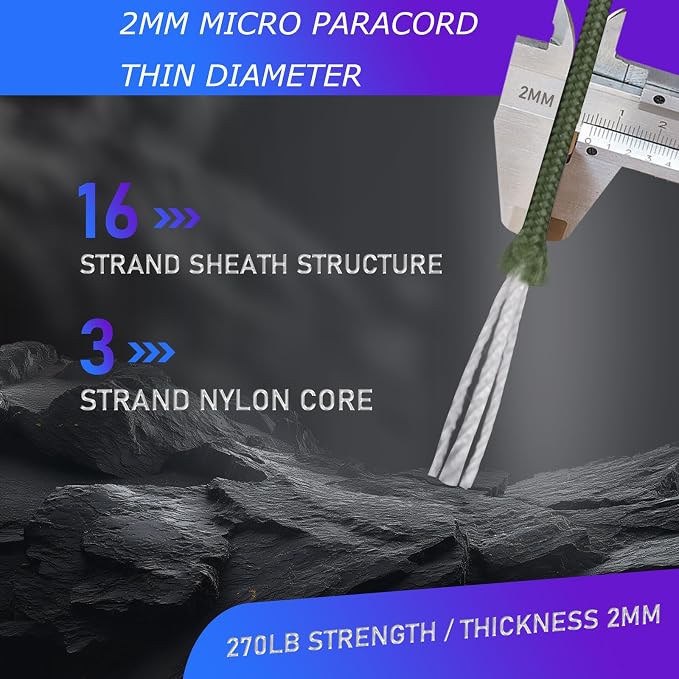 Paracordland-270LB Paracord Rope-50ft-Micro 2mm-Utility Cord Thin Braided Best - Image 2