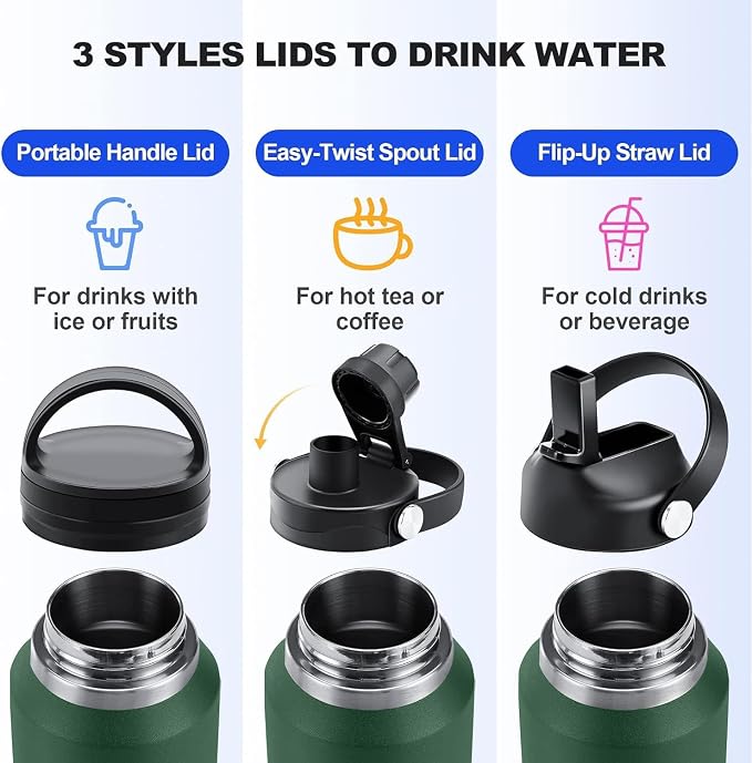 SENDESTAR Water Bottle, Wide Mouth Stainless Steel Vacuum Insulated Double Wall - Image 4