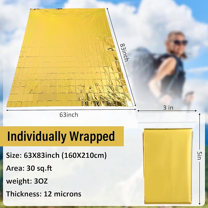 Chumia Emergency Thermal Blanket Bulk 83 x 63 Gigantic Foil Space Blanket - Image 3