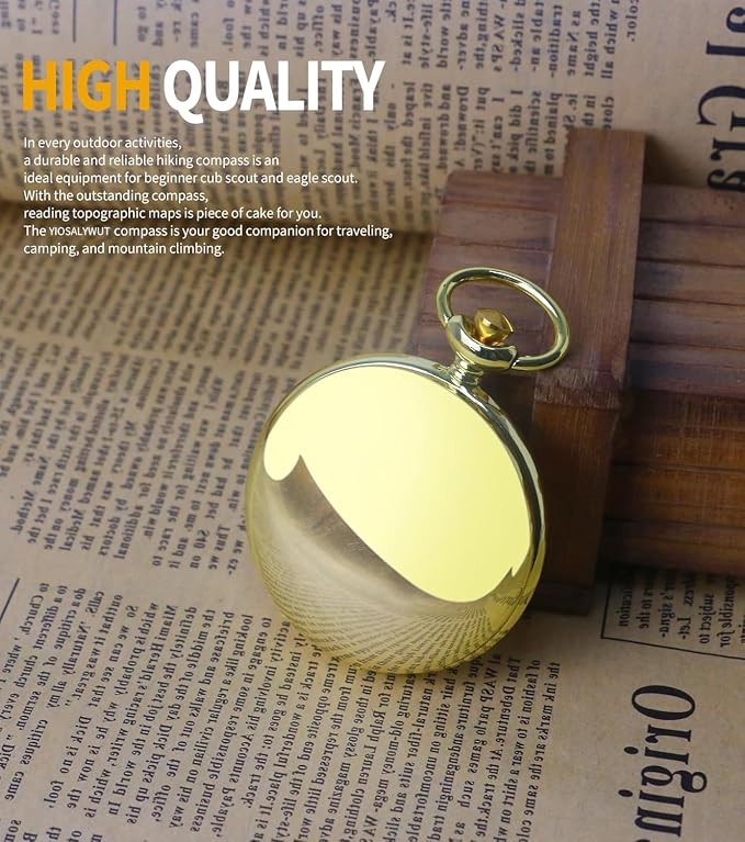 Golden Antique Brass Compass Keychain - Image 4