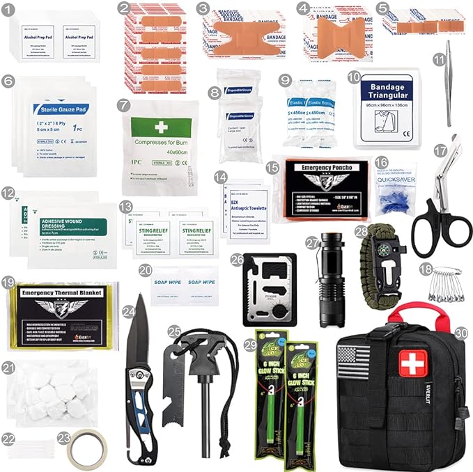 EVERLIT 250 Pieces Survival First Aid Kit IFAK EMT Molle Pouch Survival Kit - Image 3