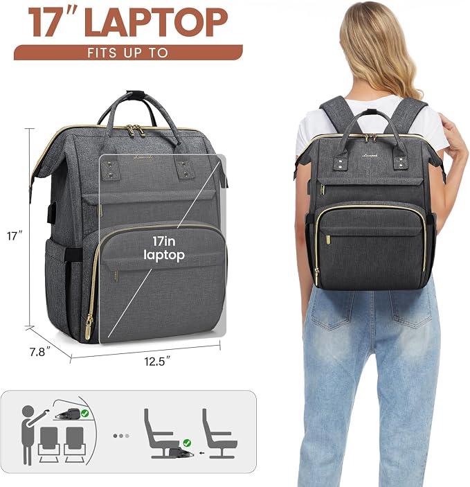LOVEVOOK Laptop Backpack for Women, 17 Inch Professional Womens Travel Backpack - Image 6