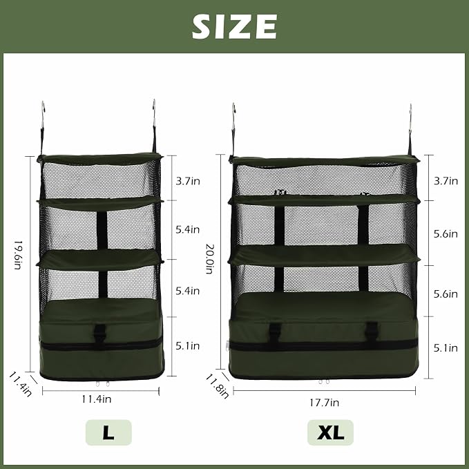 Surblue Hanging Closet Storage Bag Collapsible 3-Shelf Washable Oxford Fabric - Image 2