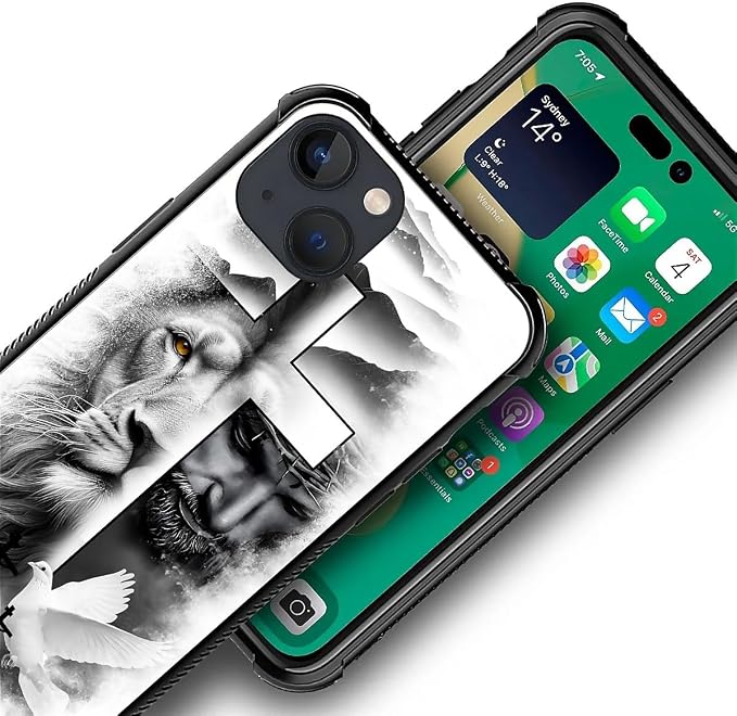 for iPhone 13 Case, Lion Cross Jesus Christ Dove Pattern Graphic Design Girl - Image 6