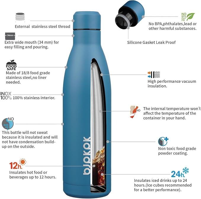 BJPKPK 25oz Insulated Water Bottle Double Wall Vacuum Insulated Stainless Steel - Image 3