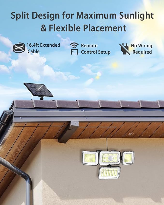 CLAONER Solar Outdoor Lights Motion Sensor 3500LM 288 LED Security Light - Image 2