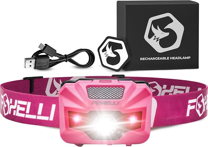 Foxelli USB‑C Rechargeable LED Headlamp – Ultra‑Light 2.4 oz & by FOXELLI