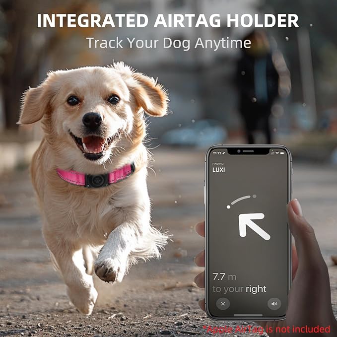 AirTag Dog Collar, IP68 Waterproof Air Tag Dog Collar Holder, Reflective - Image 4