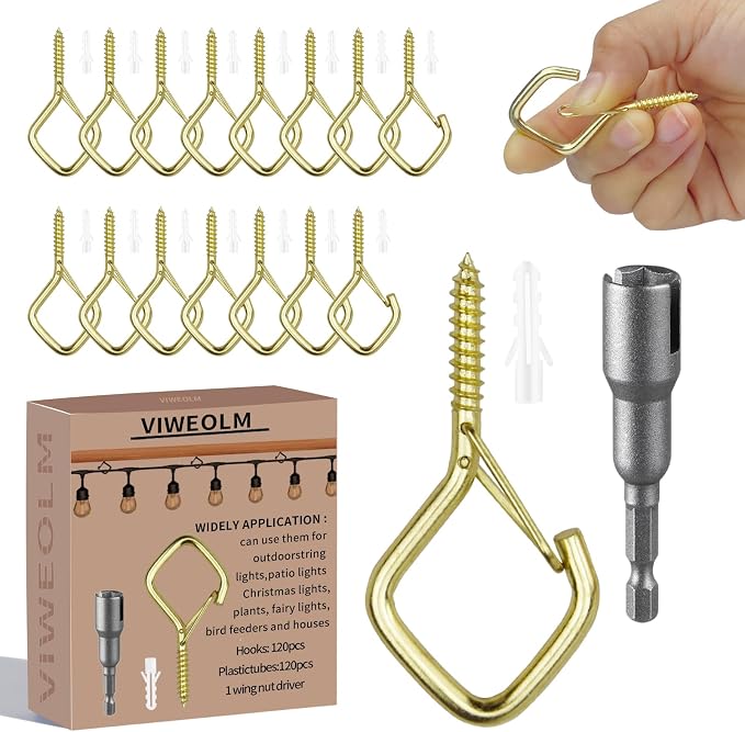 120 Pcs Gold Eye Hooks Screw Heavy Duty, Ceiling Hooks by Unknown