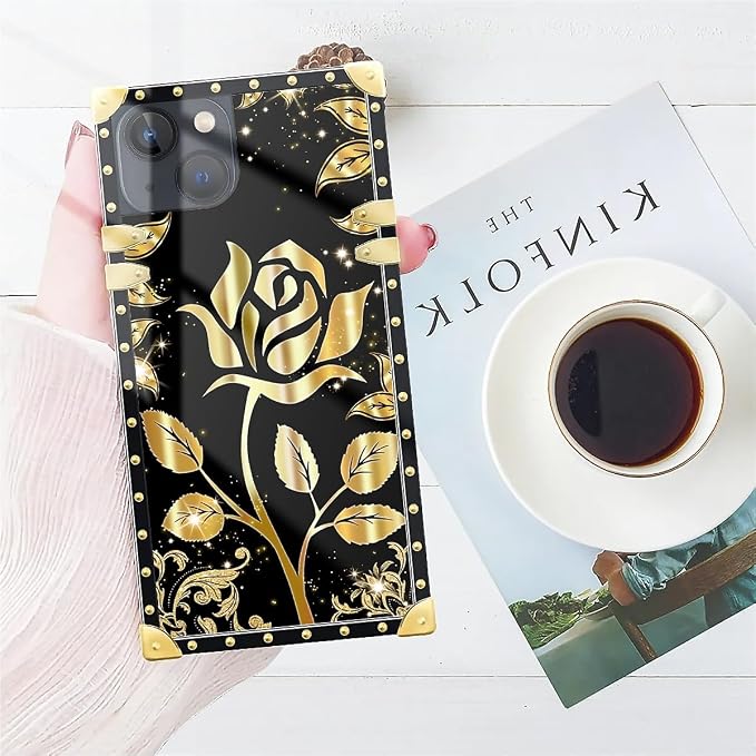 Compatible with iPhone 14 Case, Shine Gold Rose Luxury Golden Decoration - Image 7