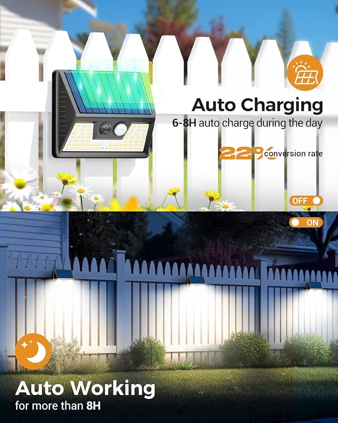 vighep 12 Pack Solar Fence Lights Waterproof, Motion Sensor Deck Lights Outdoor - Image 3