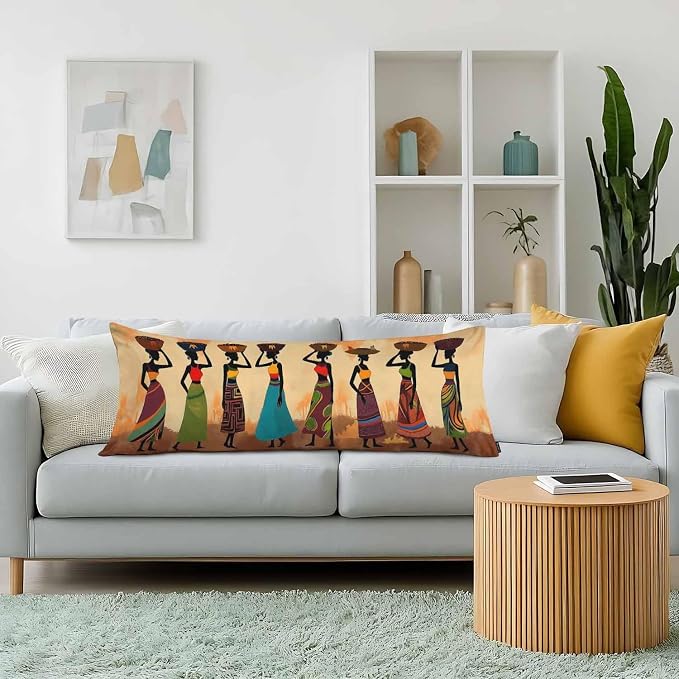 20x54 Body Pillow Cover African Woman African Woman Dancer Zipper Body - Image 2