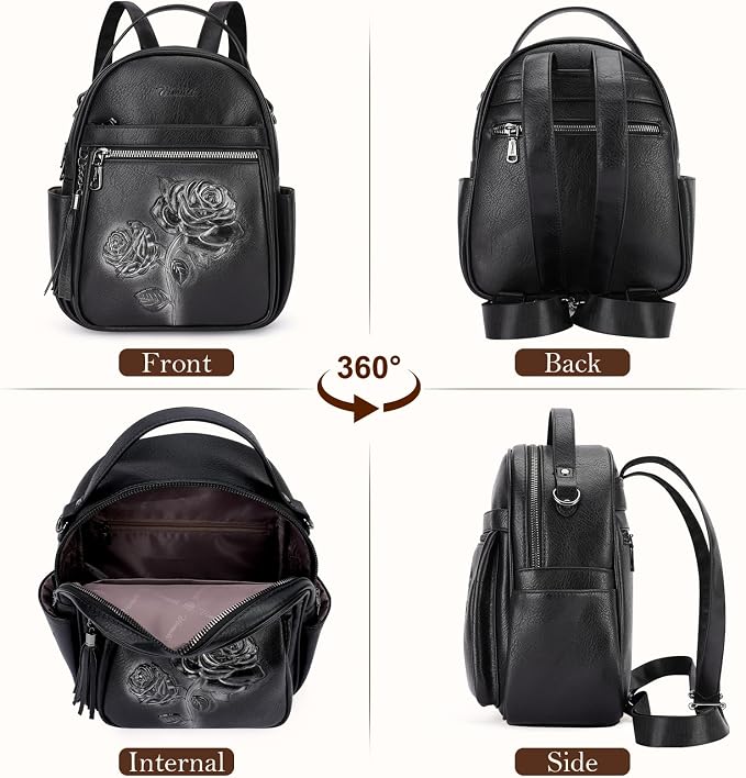 Mini Backpack Purse for Women, Embossed Leather Small Backpack Fashion Travel - Image 4