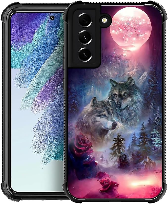 for Samsung Galaxy S22 Plus Case, Star Two Wolfs Howling Pattern Graphic Design by FKBRCL4U