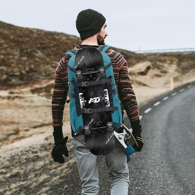 30L Skateboard Backpack for Men Women, Waterproof Hiking Backpack - Image 6