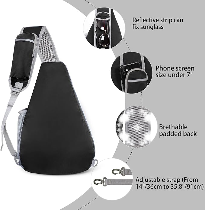 ZOMAKE Sling Bag, Small Crossbody Sling Backpack, Water Resistant Shoulder - Image 4