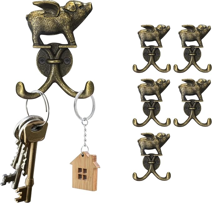 Cute Flying Pig Decorative Wall Double Hook by KOXHERO