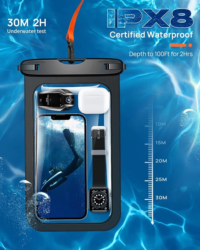 Lanhiem 10.5" Large Waterproof Phone Pouch, 2 Pack Universal IPX8 Waterproof - Image 3