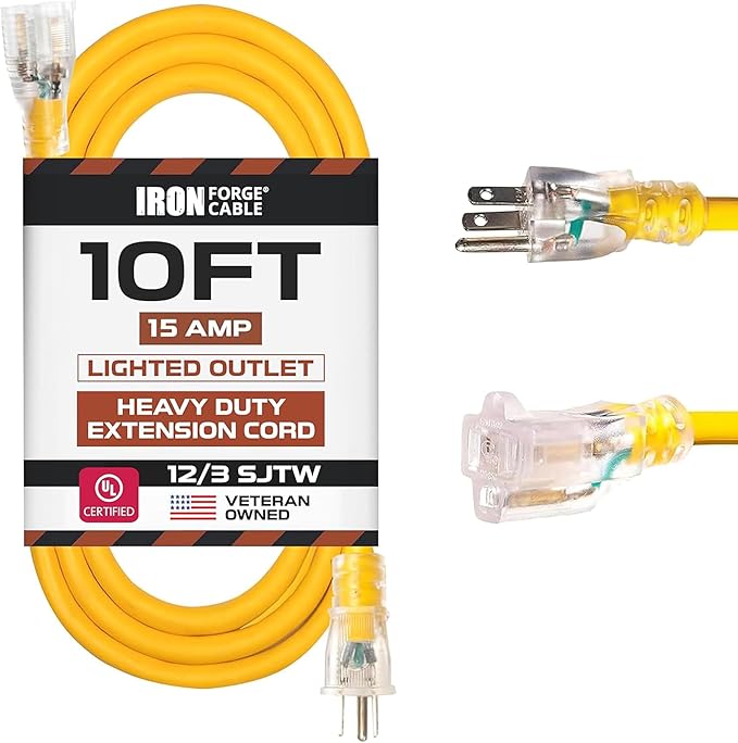 Iron Forge Cable 10 Foot Lighted Outdoor Extension Cord by IronForgeCable
