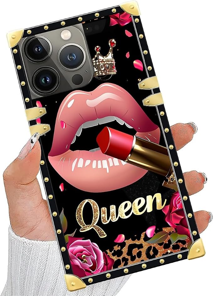 Compatible with iPhone 13 Pro Case, Glitter Red Rose Queen Leopard Lipstick - Image 5