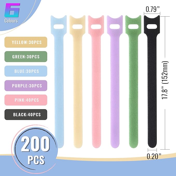 200PCS Cable Ties, 6 inch Multi-Colour Cable Ties - Image 2