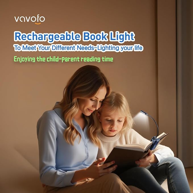 VAVOFO Rechargeable Book Light for Reading in Bed Kids, 7 LED Reading Light - Image 2
