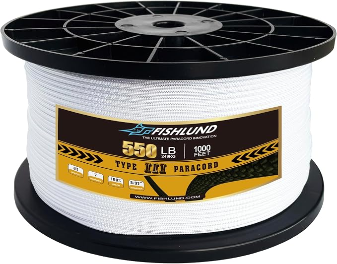 Paracord 550 lb, 7 Strand Paracord Rope 1000ft 4mm, Nylon Parachute Cord by FISHLUND