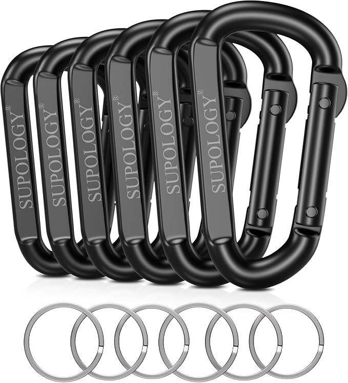 Carabiner Clips, 900 LBS 2.5" Iron Heavy Duty Caribeaners by SUPOLOGY