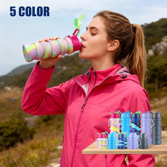 5 Pcs Collapsible Water Bottles, 16 oz Portable Foldable Water Bottle - Image 6