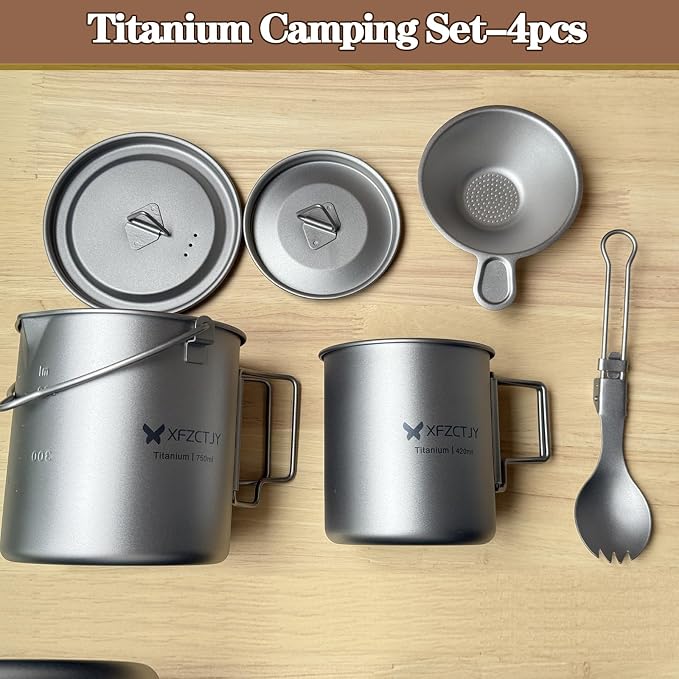 750ml/420ml Ultralight Titanium Pot Coffee Tea Mug Combo - Image 5