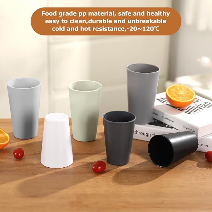 HEYCOME 24 Pcs Unbreakable Plastic Cups Set, 20 oz Reusable Plastic Cups - Image 3