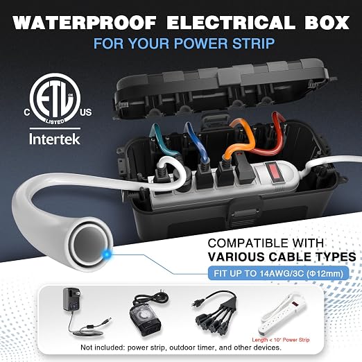 Flemoon Outdoor Electrical Box Waterproof, Medium Weatherproof Electrical Box - Image 2