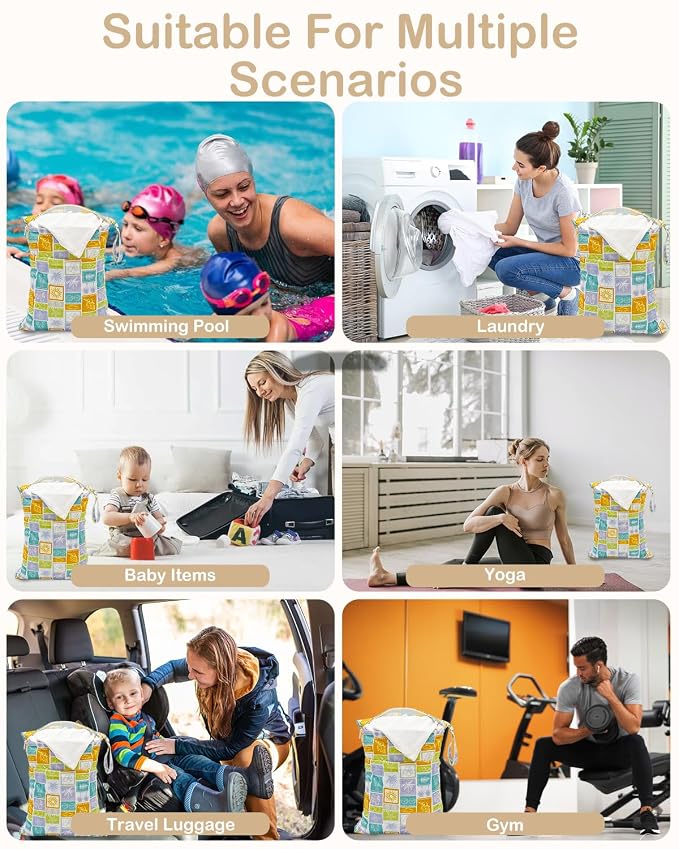 ALVABABY 2pcs Cloth Diaper Wet Dry Bags Waterproof Reusable - Image 6