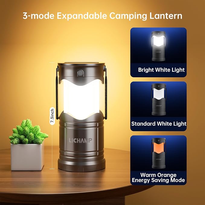 Lichamp 1-Pack Solar Camping Lantern, USB Rechargeable LED Lanterns Battery - Image 3
